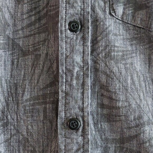 Hawker Rye Slim Stretch Gray Print Short Sleeve Button Down Shirt Men's Size M - Picture 5 of 14